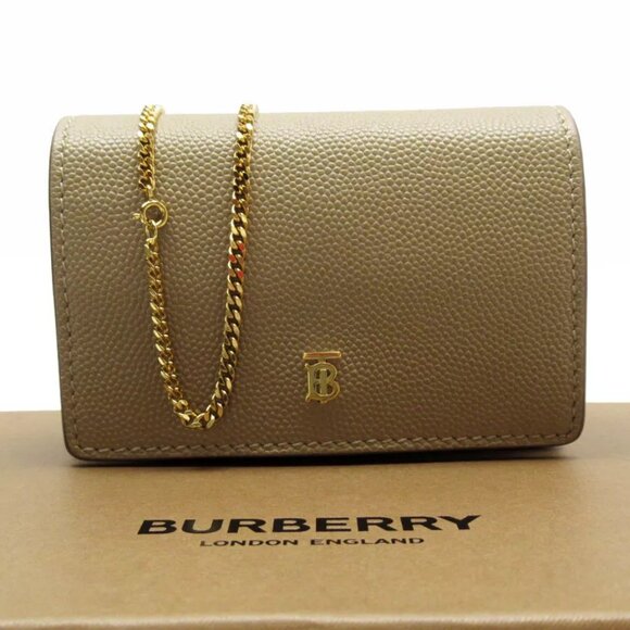 Auth BURBERRY Coin case Card Case beige leather - Picture 1 of 9